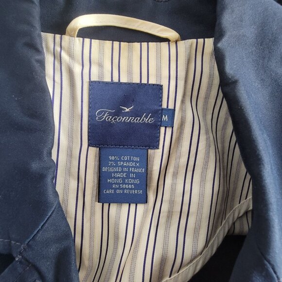 Faconnable Womens Navy Blue Cotton Blend Blazer Jacket Medium Casual Pockets - Picture 3 of 8